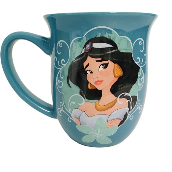 Disney Jasmine Story Mug Painted Portraits Ceramic Aladdin Coffee Cup Inscribed - Picture 1 of 9